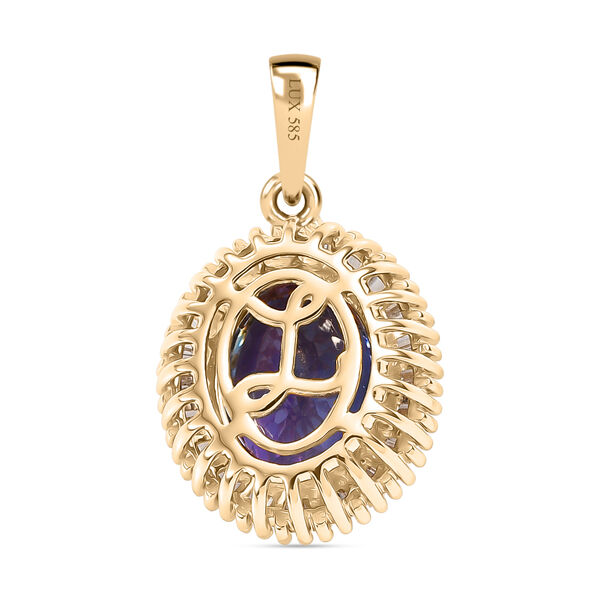 LUXORO AAA Pfau Tansanit und Diamant Anh&auml;nger in 585 Gold - 3,48 ct. image number 5