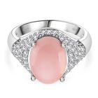 D'Joy Natürlicher Rosa Königsmuschel Perle, Weißer Zirkon Ring 925 Silber rhodiniert (Größe 16.00)