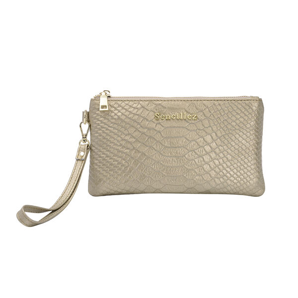 SENCILLEZ - 100% Leder Clutch, Gold image number 0