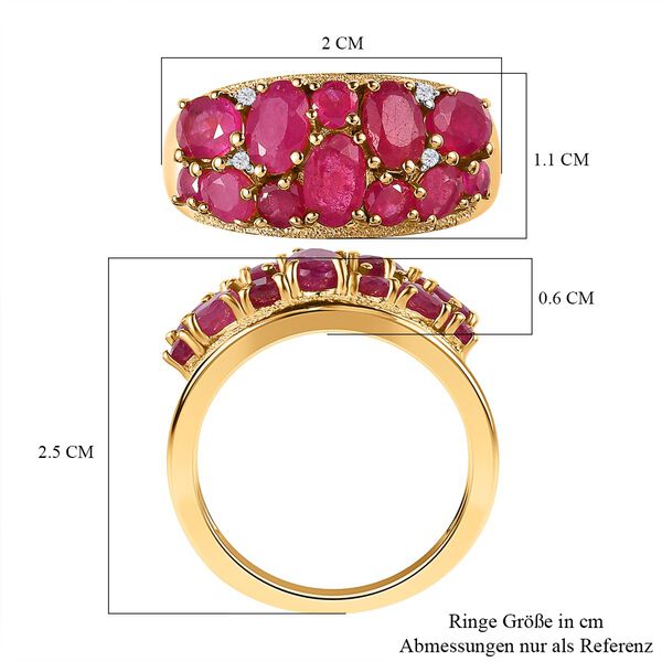 Afrikanischer Rubin und Zirkon-Cluster-Ring - 4,30 ct. image number 7