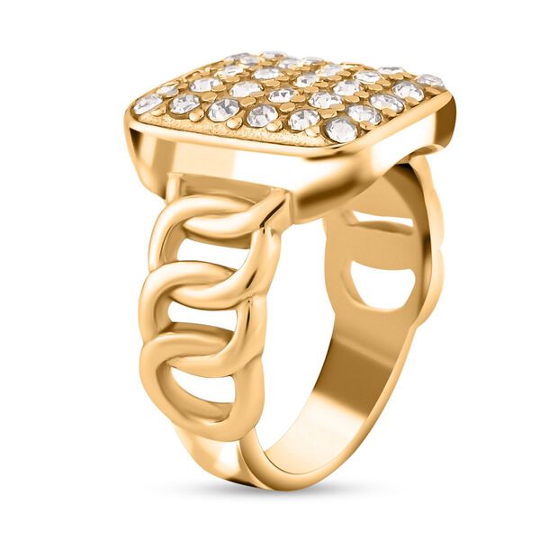 Weißer Kristall Ring, 316L Edelstahl (Größe 16.00), goldfarben image number 4
