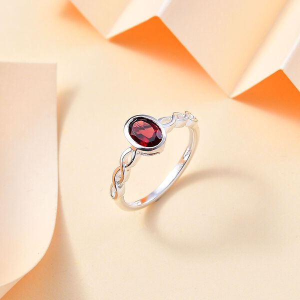 Roter Granat Ring, 925 Silber (Größe 21.00) ca. 0.92 ct image number 2