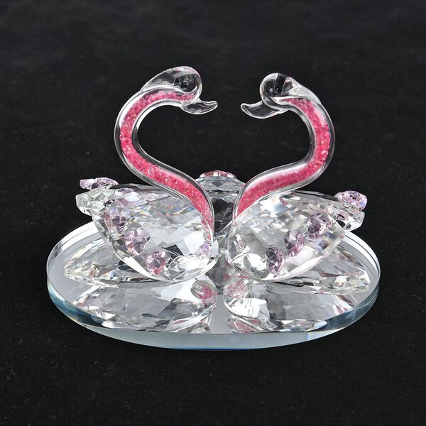 The 5th Season - Zwillings-Kristallschw&auml;ne auf Spiegelplatte, 13x9.5x9cm, rosa image number 4