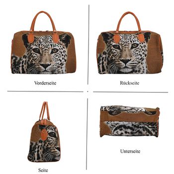 Reisetasche, 45x23x27cm, Braun mit Leopardenmuster