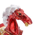 Tablettendöschen mit weißen Kristallen, emailliert, rot, Pferd image number 4