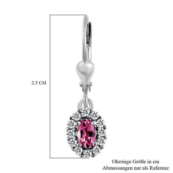 Rosa Turmalin und wei&szlig;e Zirkon-Ohrringe, 925 Silber platiniert ca. 0.95 ct image number 6