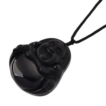 Schwarzer Glasachat Halskette 66 cm ca. 120,00 ct.