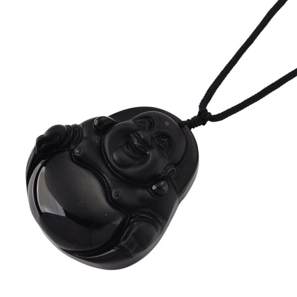 Schwarzer Glasachat Halskette 66 cm ca. 120,00 ct. image number 3