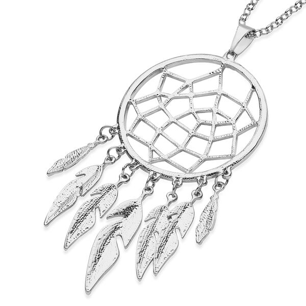 Wei&szlig;er Kristall Traumf&auml;nger-Anh&auml;nger mit Kette, 74+6 cm, silberfarben image number 4