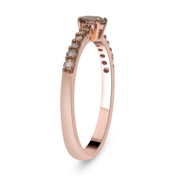 Nat&uuml;rlicher Champagner Diamant Ring, 925 Silber Ros&eacute;gold Vermeil (Gr&ouml;&szlig;e 20.00) ca. 0.50 ct image number 4