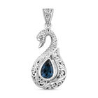 Royal Bali Collection- Londoner Blautopas Silber Solitaire Pfau Anhänger 1,57 Ct image number 0