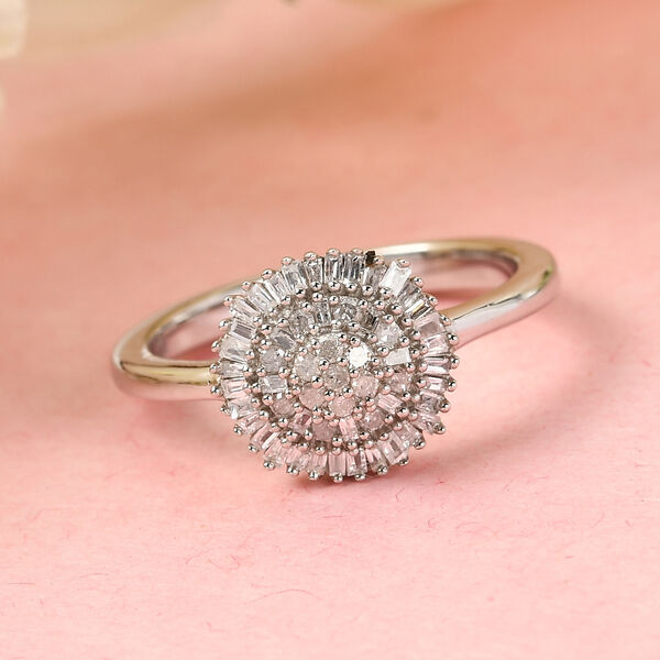 Wei&szlig;er Diamant P Ring 925 Silber Platin-&Uuml;berlagerung ca. 0,27 ct. image number 2