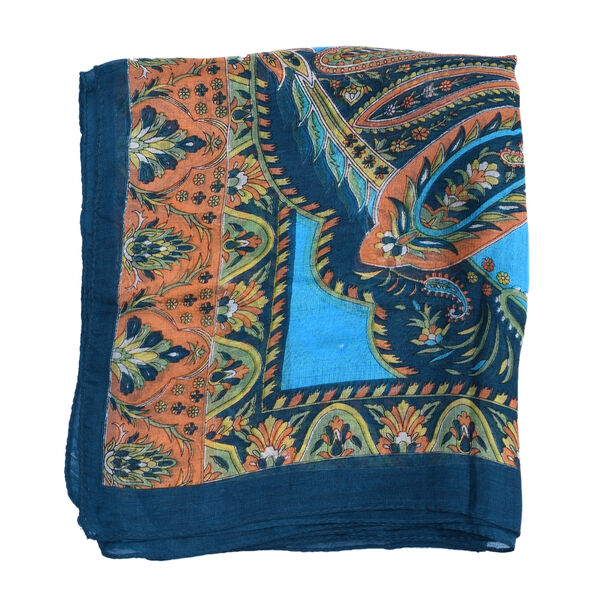 100% Natur Seide, Designer Schal, 50x160 cm, Petrol image number 5