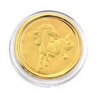 999er Goldm&uuml;nzefolie mit Pferdemotiv und Regenbogen-Designlinie, ca. 30 mm, ca. 100 mg