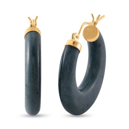 D'Joy EXTREM SELTEN - Nat&uuml;rlicher Jade Ohrringe 925 Silber vergoldet ca. 62.00 ct