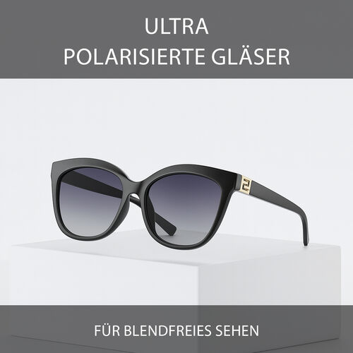 Sonnenbrille mit UV400-Schutz, elegante Form, schwarzer Rahmen mit Farbverlaufsgläsern image number 1
