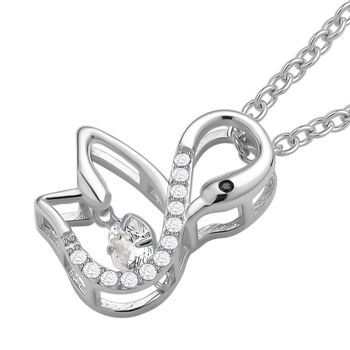 Wei&szlig;er Zirkonia-Anh&auml;nger mit Edelstahl-Kette, 925 Silber rhodiniert ca. 0.60 ct