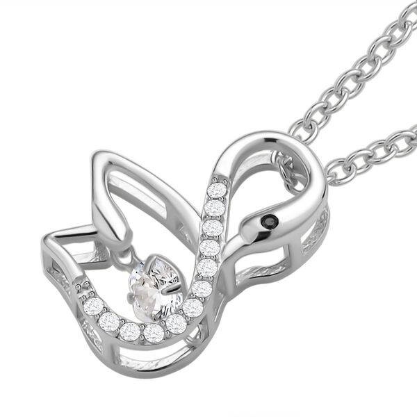 Wei&szlig;er Zirkonia-Anh&auml;nger mit Edelstahl-Kette, 925 Silber rhodiniert ca. 0.60 ct image number 4