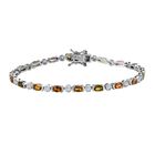Natürliches mehrfarbiges-Turmalin, Weißer Zirkon Armband ca. 19 cm 925 Silber platiniert ca. 5.08 ct