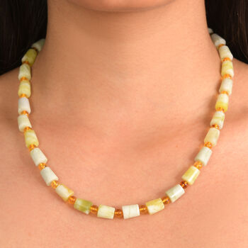 EverTrue Harmonie Serpentin und Bernstein 45+5cm Halskette - 170 ct.