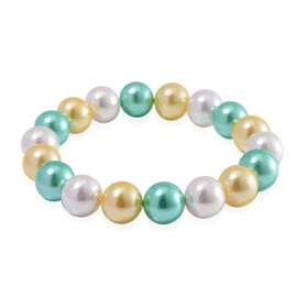Goldenes, weißes und grünes Muschelkernperlen-Armband