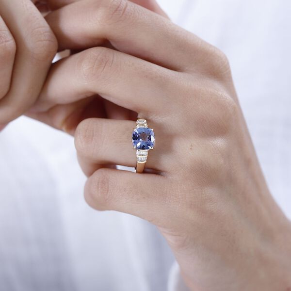 AA Tansanit und Diamant Ring in 375 Gold - 2,31 ct. image number 9