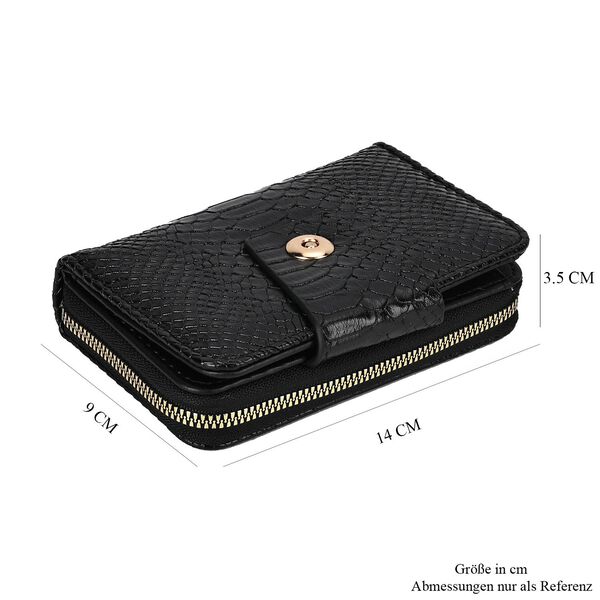 Gepr&auml;gtes Schlangenhaut-Design: RFID-Schutz PU Leder Geldb&ouml;rse, Gr&ouml;&szlig;e: 14x3.5x9cm, Schwarz image number 9