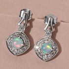 Natürliche, äthiopische Opal und weiße Zirkon-Ohrringe, 925 Silber platiniert ca. 1,66 ct image number 2