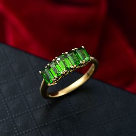 D’joy Natürlicher Chromdiopsid Ring 925 Silber vergoldet (Größe 21.00) ca. 1,54 ct