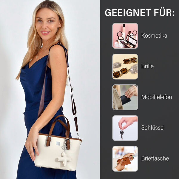 Crossbody Bag mit Designer-Anh&auml;nger in Kreuzform, Beige image number 4