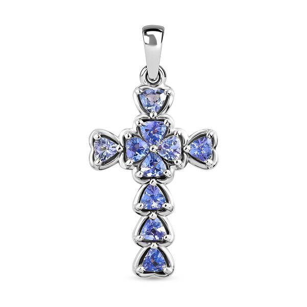 Tansanit Kreuz-Anh&auml;nger in Silber 1,21 Ct