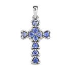Tansanit Kreuzanhänger, 925 Silber platiniert ca. 1.21 ct