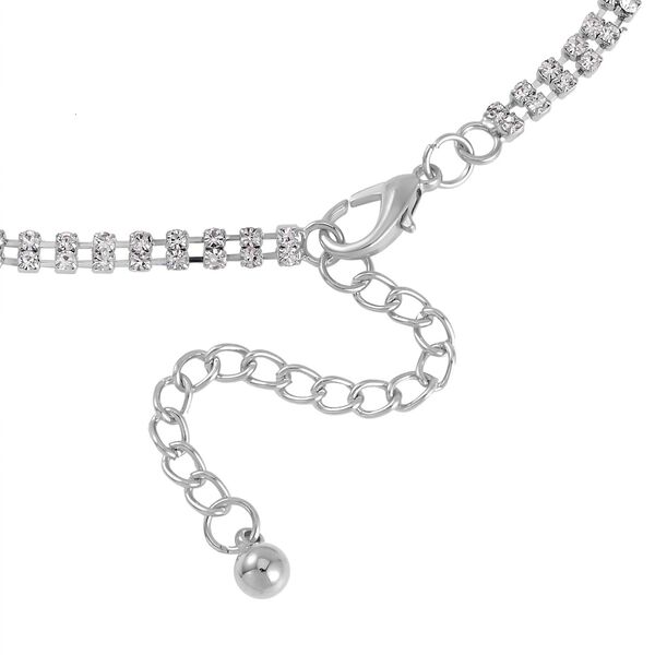 2er Set Wei&szlig;er Kristall Halskette und Ohrh&auml;nger, silberfarben image number 4