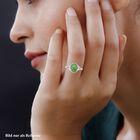 Grüne Jade, Weißer Zirkon Ring 925 Silber rhodiniert (Größe 20.00) ca. 3.74 ct image number 2