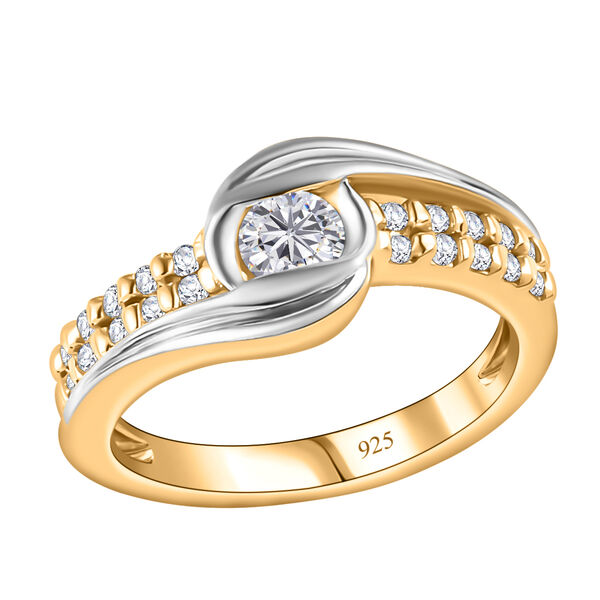 88 Facetten Moissanit Ring 925 Silber Bicolor  ca. 0,40 ct image number 4