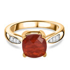 Mexikanischer Kirschfeuer-Opal und Zirkon Ring 925 Silber Gelbgold Vermeil  ca. 1,66 ct image number 0