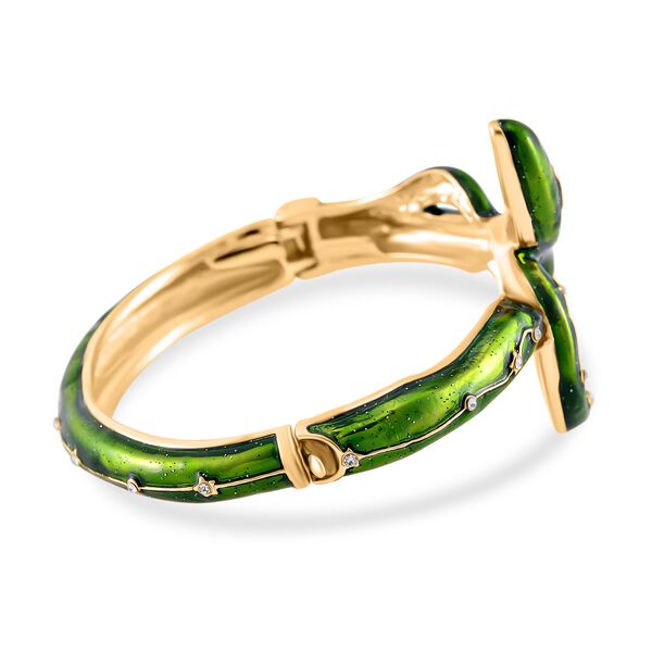 Gr&uuml;n emaillierter wei&szlig;er Kristall-Armreif, 18cm image number 3