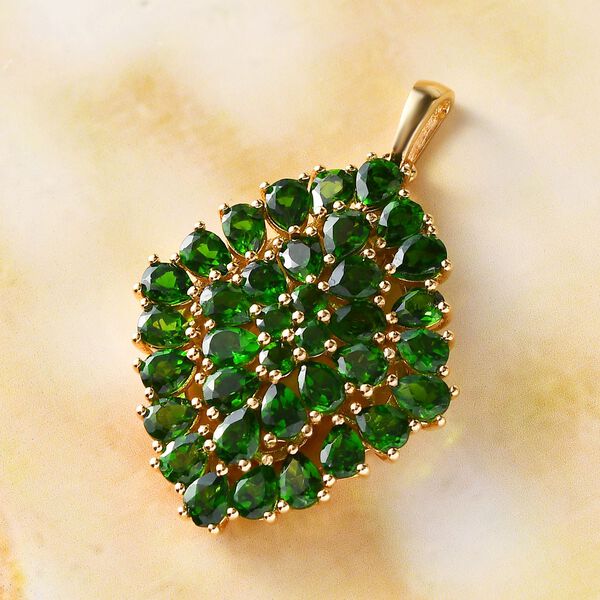 Nat&uuml;rlicher Chromdiopsid-Anh&auml;nger, 925 Silber vergoldet ca. 5.91 ct image number 3