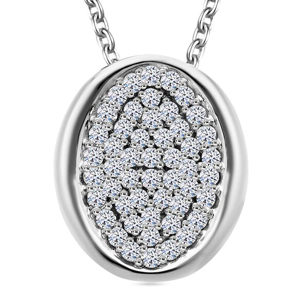 LUXURIANT SGL zertifizierter SI-GH Labor Diamant Anh&auml;nger mit 50cm Kette, 925 Silber rhodiniert - 0,50 ct.