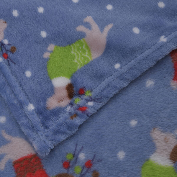 Supersoft Mikrolanell bedruckte Decke, Rentier-Muster, Gr&ouml;&szlig;e 150x200 cm, Hellblau image number 2