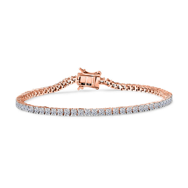 LUXURIANT SGL zertifiziertes VS-EF Labor Diamant 20cm Armband, 925 Silber 750 Ros&eacute;gold Vermeil - 4 ct.