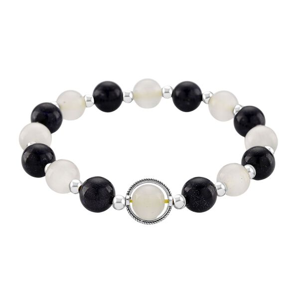 Blauer Sandstein, Erstellt wei&szlig;es Katzenaugen Schmuckset ca. 175.00 ct image number 4