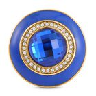 Blauer Kristall, Weißer Kristall Ring, Reiner Edelstahl emailliert, (Größe 17.00) image number 3
