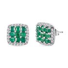AAA Smaragd, Wei&szlig;er Zirkon Ohrringe 925 Silber rhodiniert ca. 2.12 ct