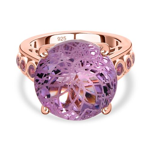 Blume des Lebens: Rose de France Amethyst, rosa Saphir Ring, 925 Silber Roségold Vermeil (Größe 18.00) ca. 11.28 ct image number 0