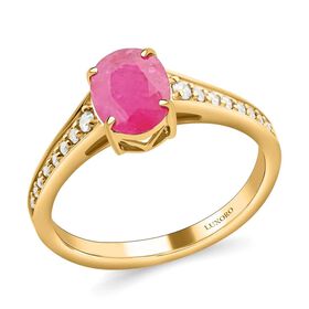 AAA Natürlicher Mosambik-Rubin, Weißer Diamant Ring 585 Gold (Größe 17.00) ca. 2,50 ct