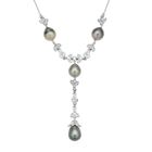 Tahiti Perle und weiße Zirkon-Halskette, 45 cm image number 0