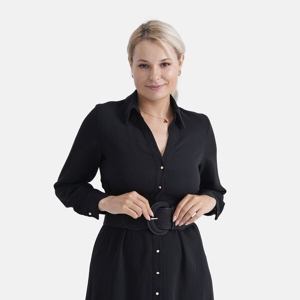 Gürtel mit runder Schnalle, 45x7,5cm, Schwarz image number 2