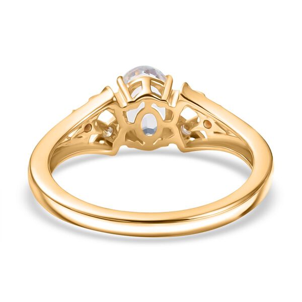 D joy AAA Premium Malagasy Regenbogen Mondstein, Moissanit Ring 925 Silber 750 Gelbgold Vermeil (Größe 19.00) ca. 0.75 ct image number 6