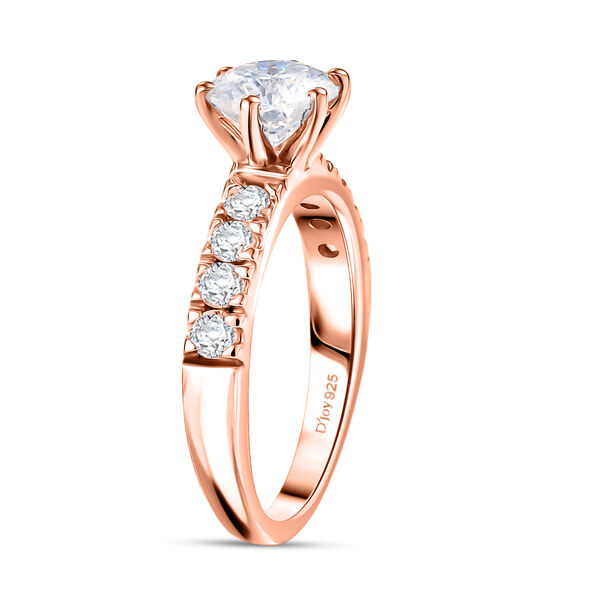 D'Joy 120 Facetten Moissanit Ring 925 Silber Rosevergoldet (Größe 17.00) ca. 1.67 ct image number 5